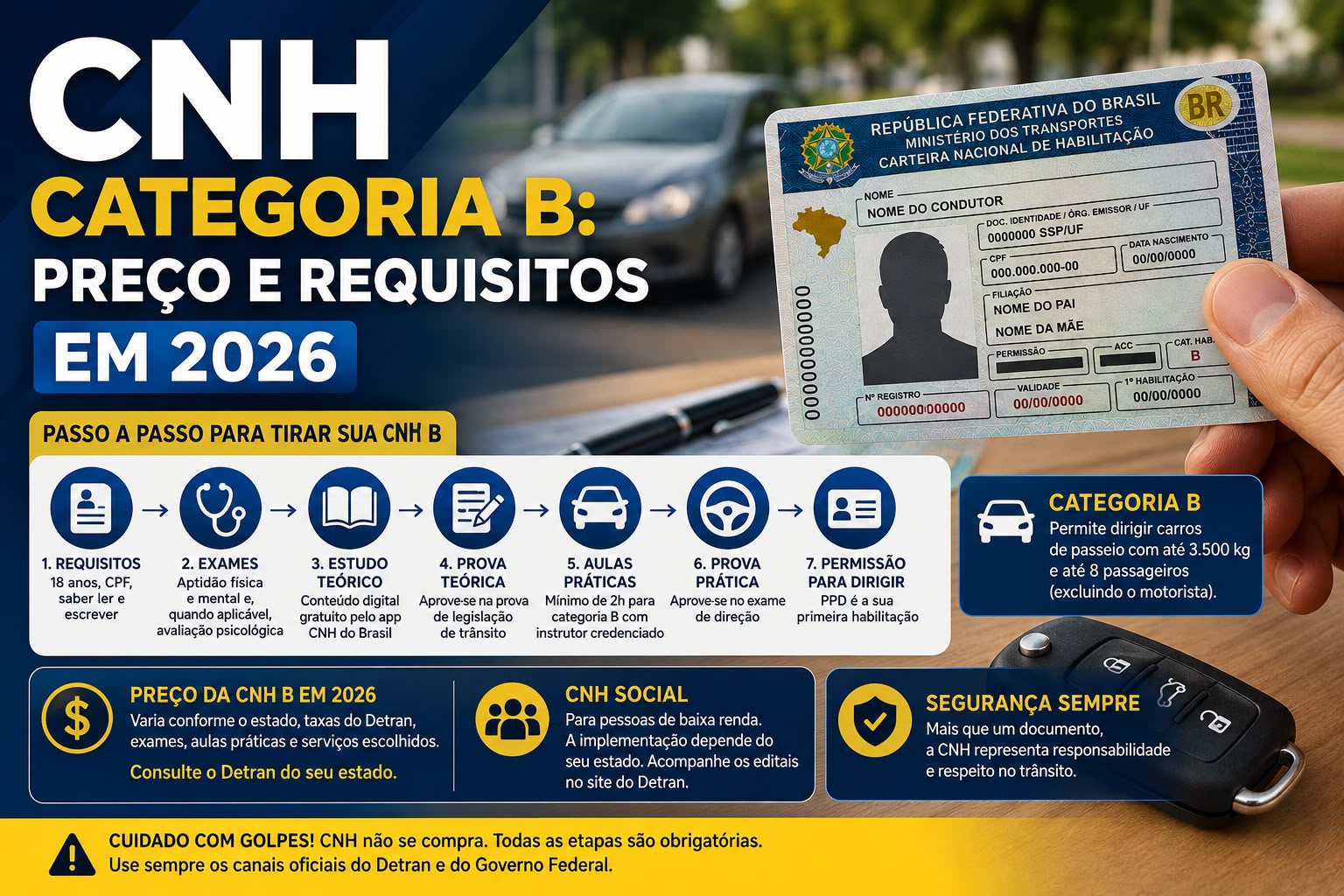 CNH categoria B preço e requisitos em 2026